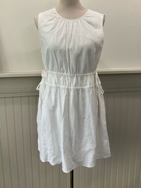 Charles Henry Linen Blend Mini Dress White NWT Side Tie Sleeveless Size M